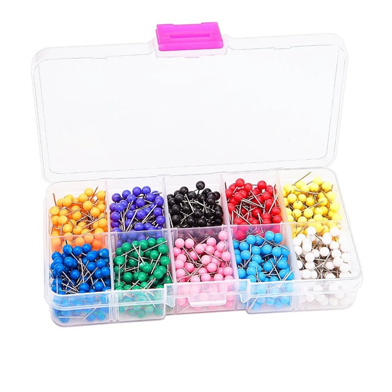 5Set 500Pcs/Set Multi-Color Push Pins Plastic Round Head Thumbtack Cork Board Pin Photo Wall Map Decoration Supplies H77005