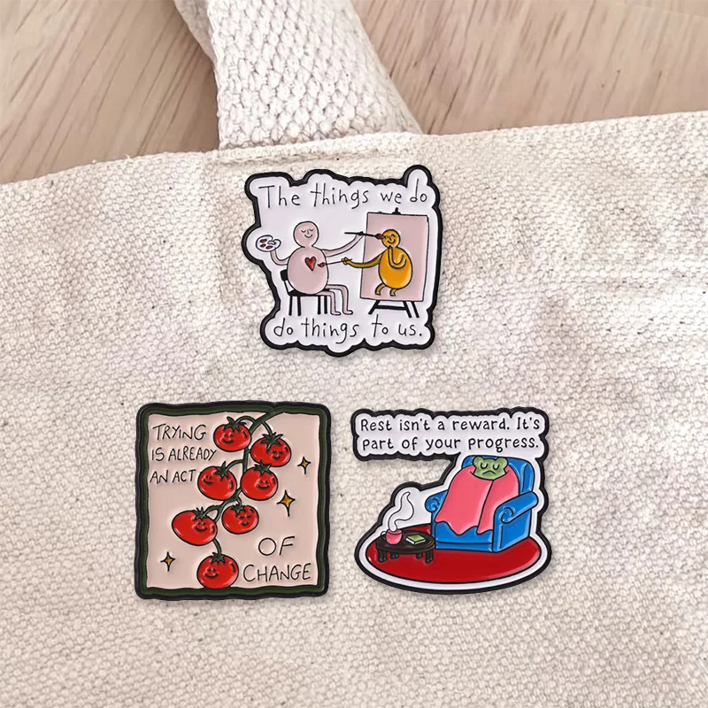 Mental Health Quote Enamel Badges Inspirational Slogan Pins Cute Brooches Lapel Pin Set Gift For Friends
