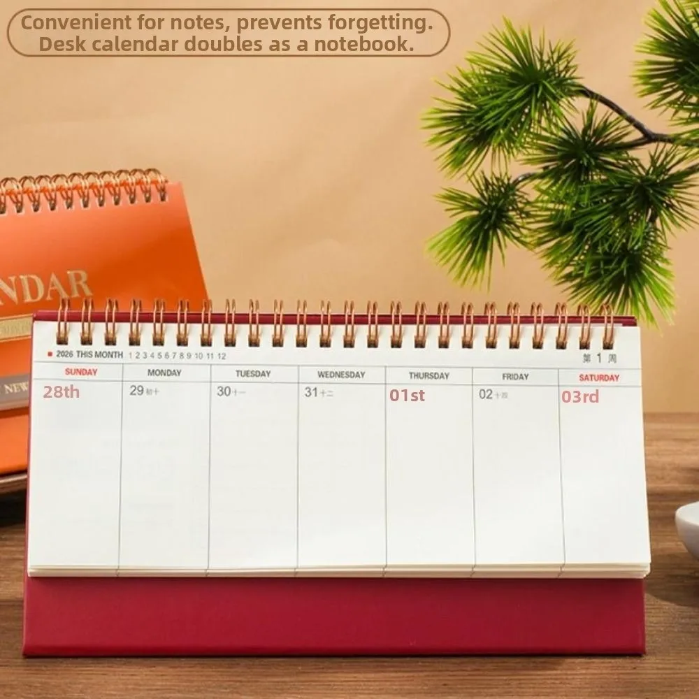 

Simple Style Standing 2026 Desk Calendar Foldable Desktop Display Schedule Planner Portable Daily Planner Table Decorations
