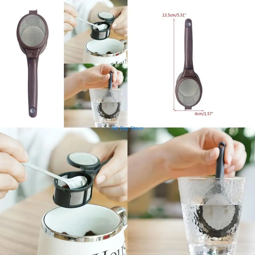 F92C Kitchen Gadget Coffee Capsuled Powder Filter Spoon Easy to Clean Teas Filter Coffee Capsuled Powder Filtering Spoon