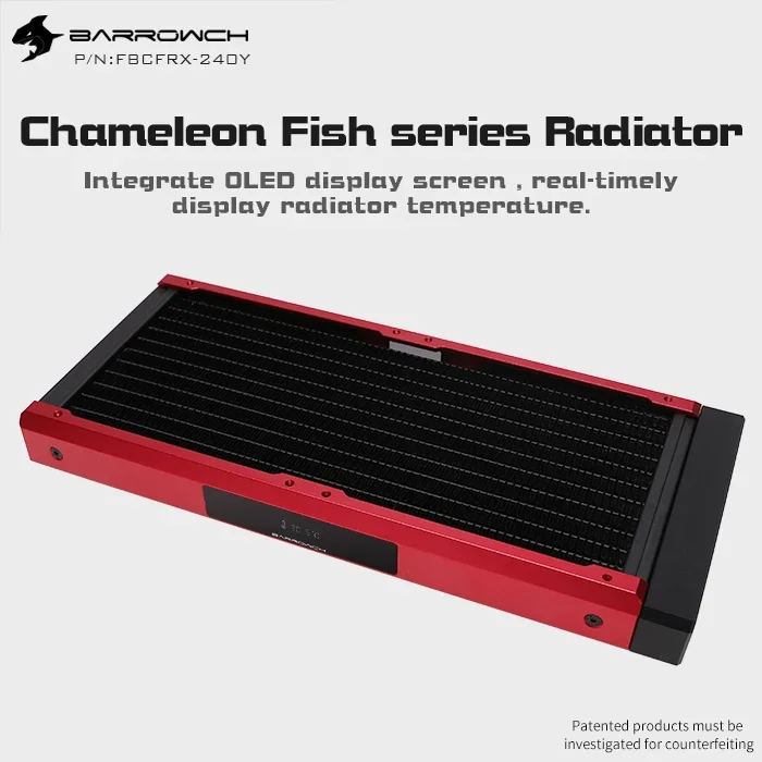 Barrowch Chameleon Fish Modular 120/240/360/480mm Radiator With OLED Display POM/Acrylic Inlet Module Suitable For 12CM Fan