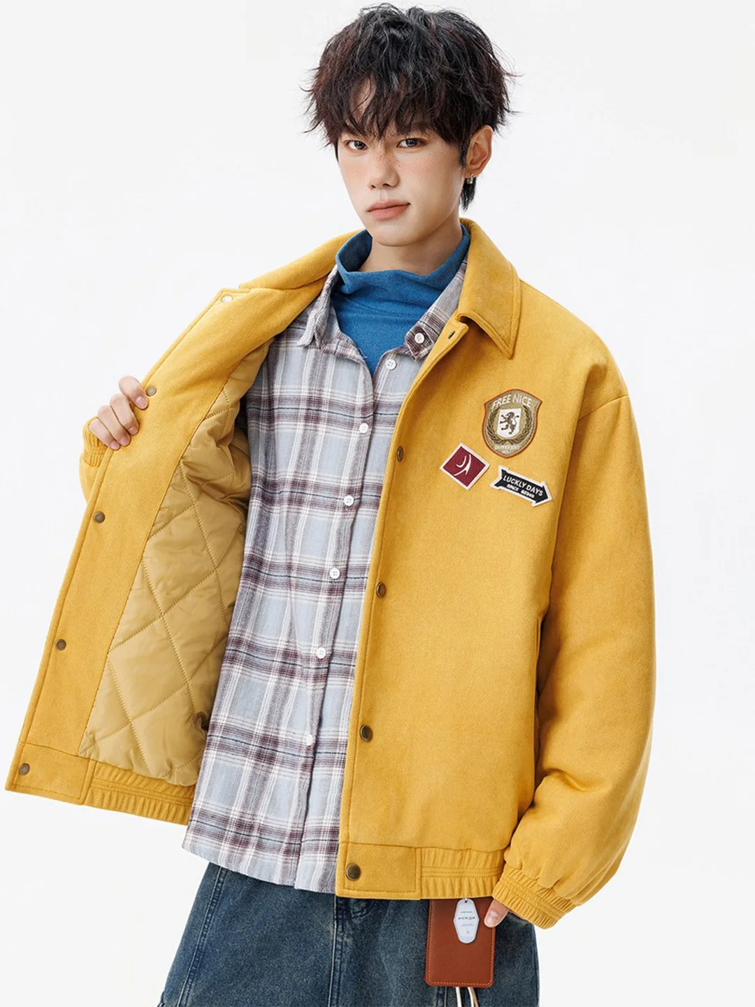 

Утепленная хлопковая куртка мужская повседневная в бейсбольном стиле с вышивкой, из искусственной замши, теплая молодежная модная зимняя куртка