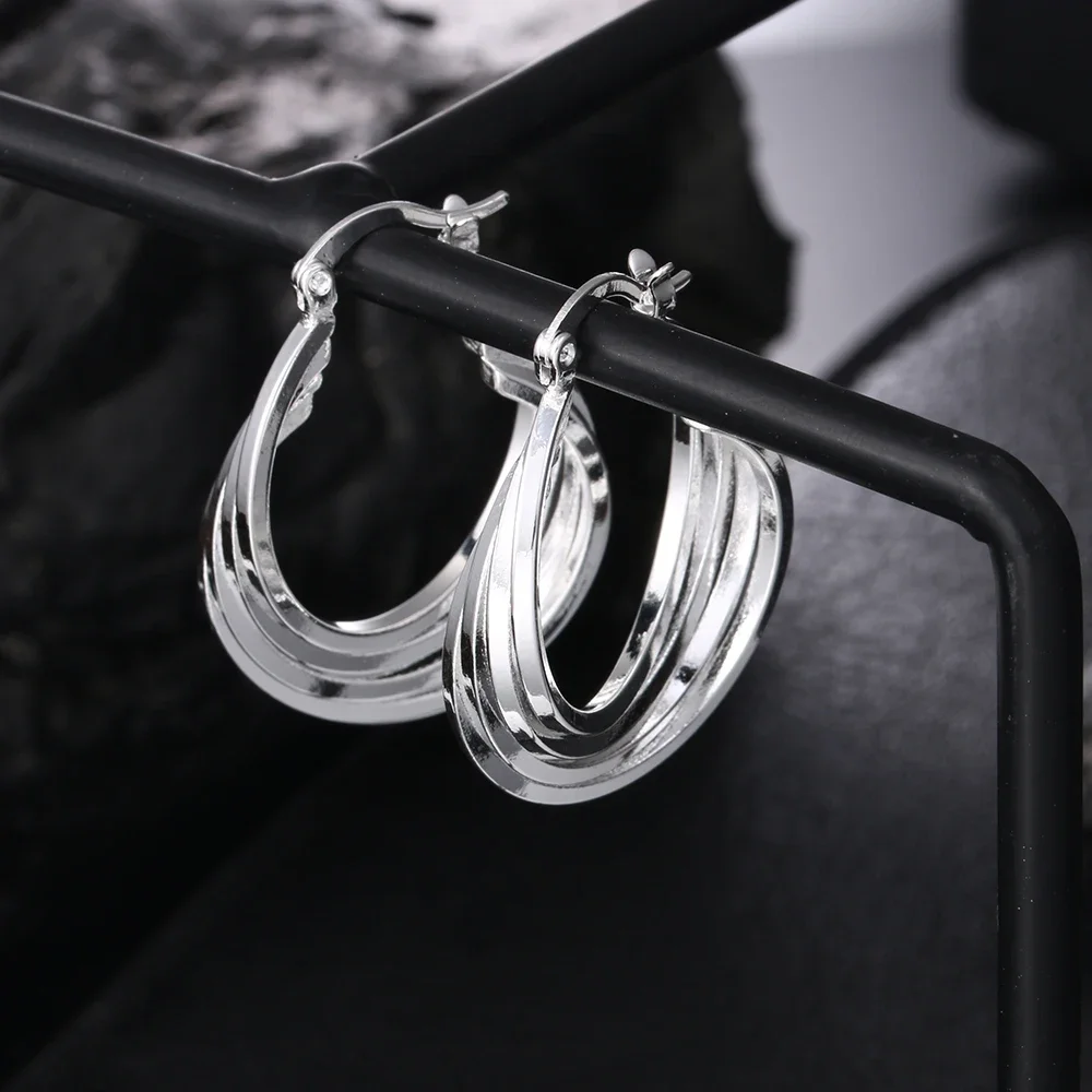 925 Sterling Silver Earrings Elegant Noble Lady Wedding Gifts Beautiful Fashion for Women Party Jewelry Cute Nice