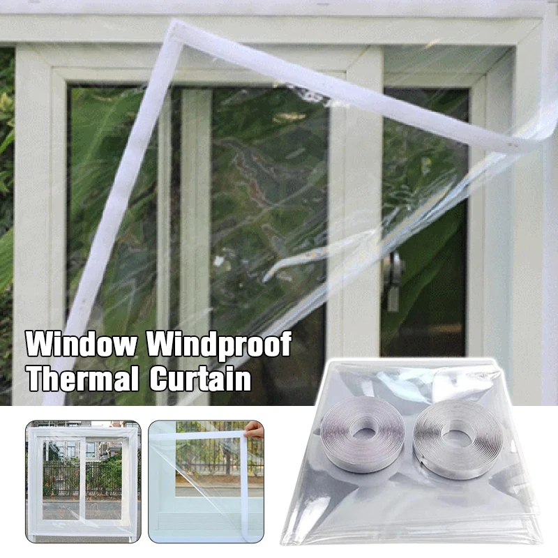 1pc Transparent Window Insulation Film Winter Warmth Thickening Cold Wind Blocking Window Film Adjustable Durable Insulation Kit