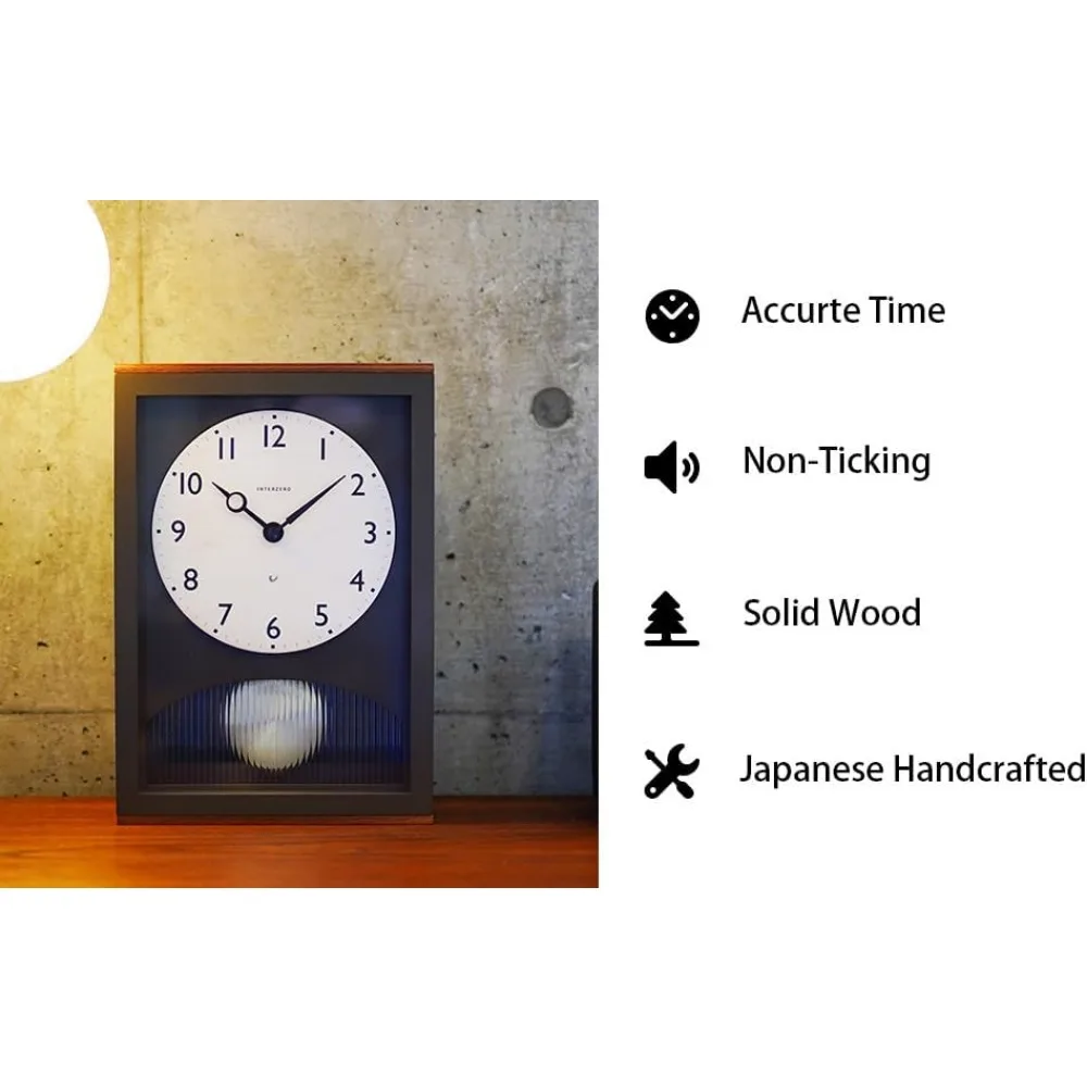 ساعة بندول ساعة حائط ساعة مكتب يابانية مصنوعة يدويًا من خشب الزان والبلوط والجوز ساعة من الخشب الصلب غير موقوتة تعمل بالبطارية عتيقة