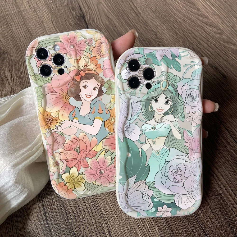 Snow White Jasmine Belle Ariel Phone Case for iPhone 16 15 14 Plus 13 12 Mini 11 Pro Max X Xs XR 7 8 3D Creamy Wave Soft Cover