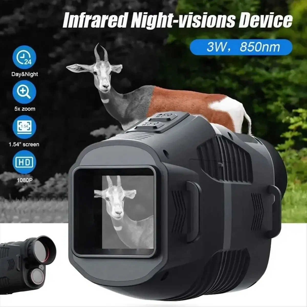 

Punctual- 1080P Monocular Infrared Night Vision Device for Day Night Use Photo Video 5X Digital Zoom 300M Viewing Distance