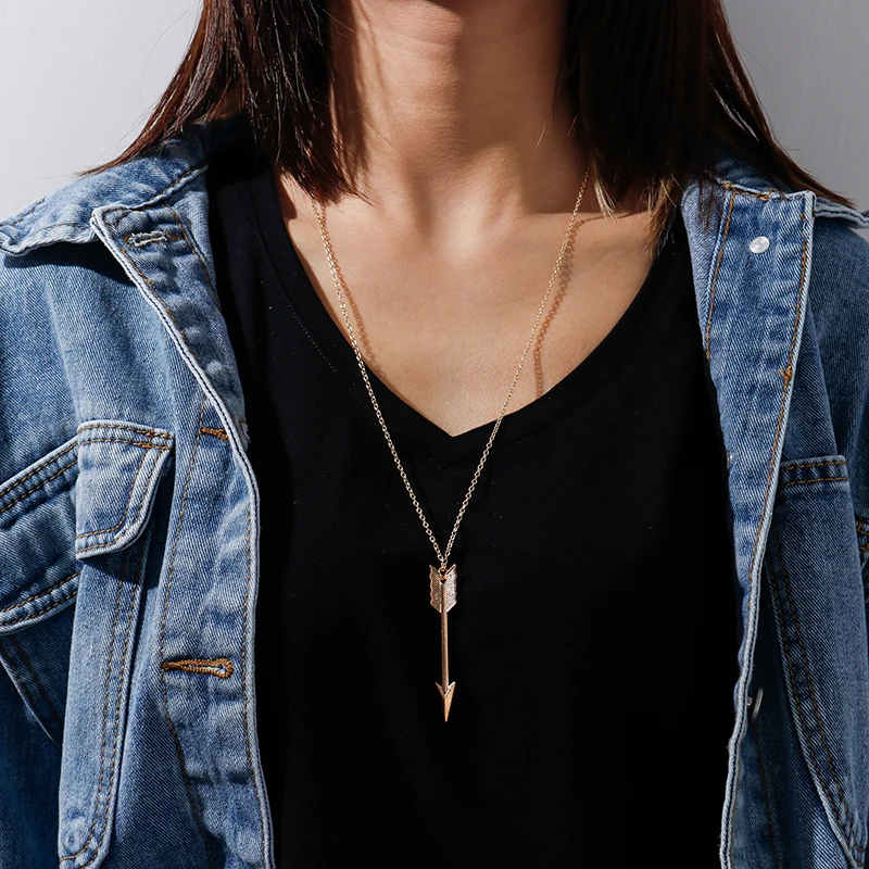 Aihua Neue Einfache Pfeil Anker Lange Anhänger Halsketten Pullover Ketten Halsketten für Frauen Mädchen Valentinstag Schmuck Kragen – Detail 11