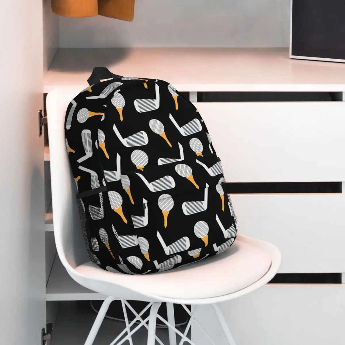 Mochilas con patrón de Golf (Negro naranja), mochila para adolescentes, mochilas escolares de moda para niños, mochila para ordenador portátil, bolso de hombro de gran capacidad