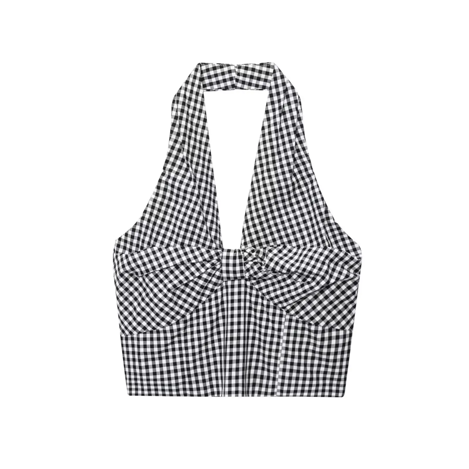 

MYST&ZA2025 new summer women's clothing casual fashion comfortable slim design sense plaid short camisole top