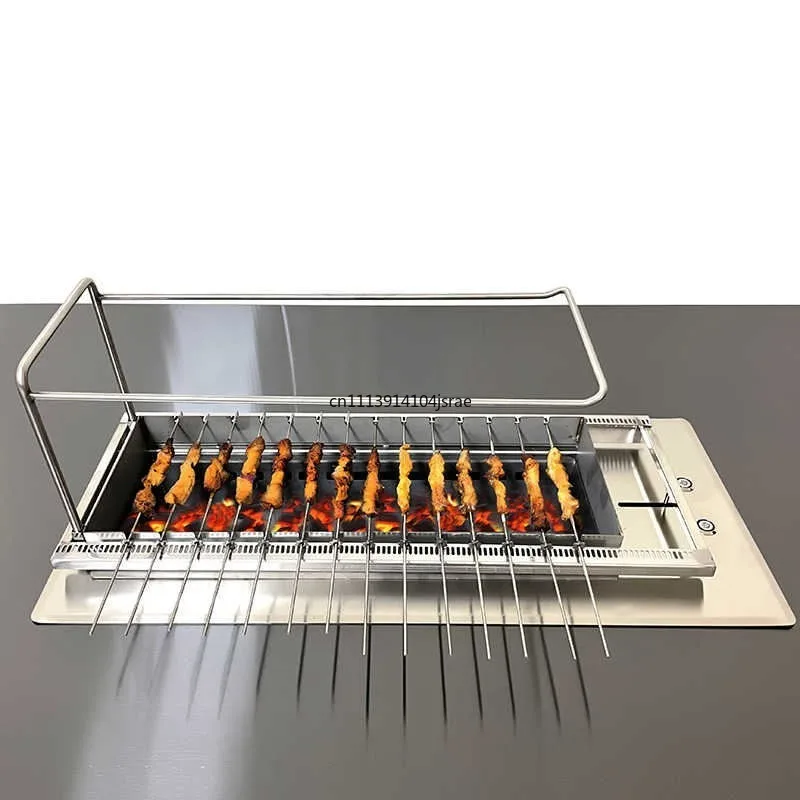 Catering Kitchen Barbecue Equipment, Outdoor Commercial Charcoal BBQ Oven with Automatic Rotating Flip Function