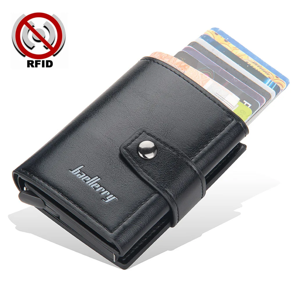 2023 Rfid Blocking Protection Men Card Wallets Hasp Small Card Wallets PU Leather Slim Mini Wallet Qaulity Male Purses