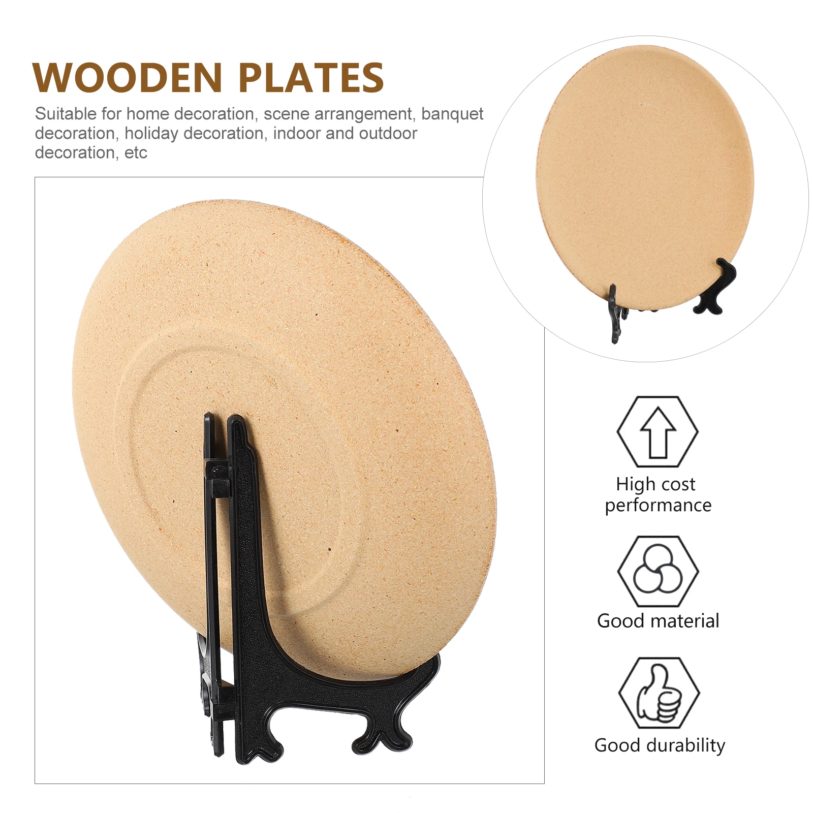 

Wooden Plates Decorative Tray Storage Trays Set Reusable Easy Clean Fashionable Party Wooden Material Beautiful Appearance