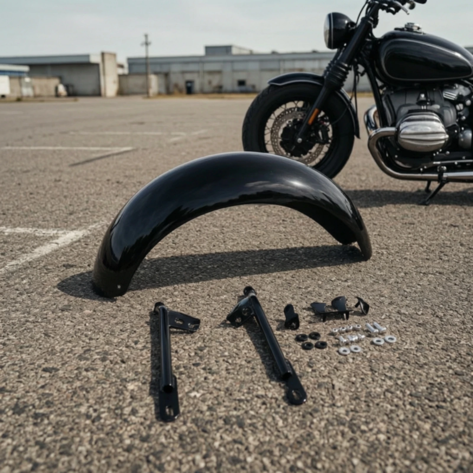 Rear Mudguard with Mounting Hardware Curved Motorcycle Mudguard with Brackets for Motorcyclists, Street Riding