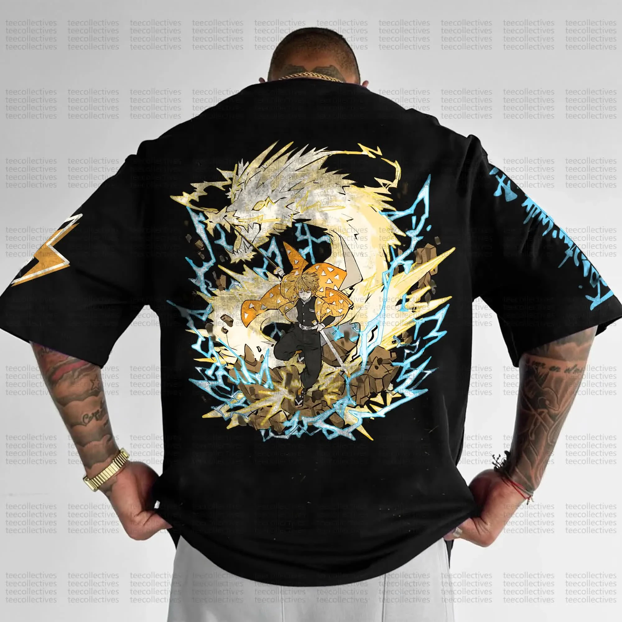 Demon Slayer T-shirt Men's Pure Cotton Casual  Round Neck T-shirt Short Sleeve Clothing Summer Sports Casual Short Sleeve Top