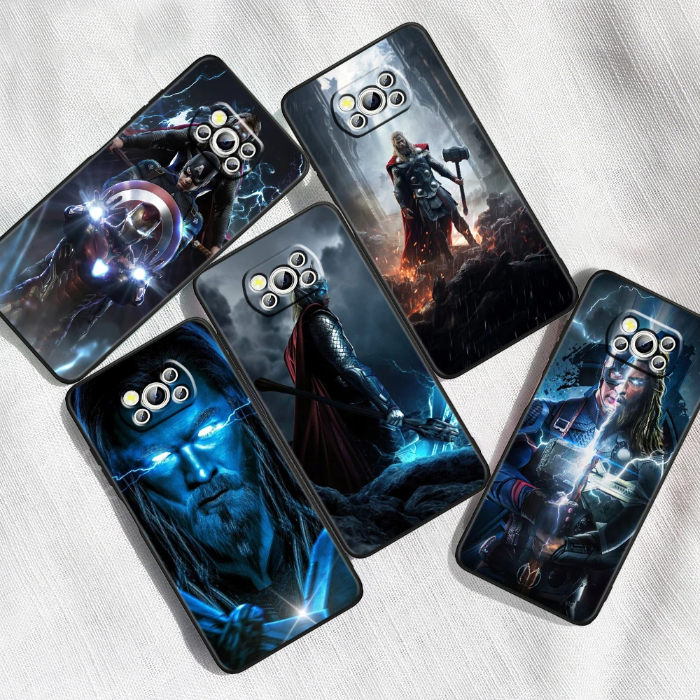 

Avengers Captain America Thor For Xiaomi Mi Poco F5 F4 F3 X6 X5 X4 X3 M6 M5 M5S M4 M3 C65 Pro GT NFC 5G Black Funda Phone Case