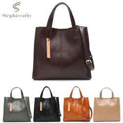 Minimalist Vintage Genuine Leather Tote Women Luxury Classic Top-handle Bag Large Capacity Cross body Shoulder Handbags Business