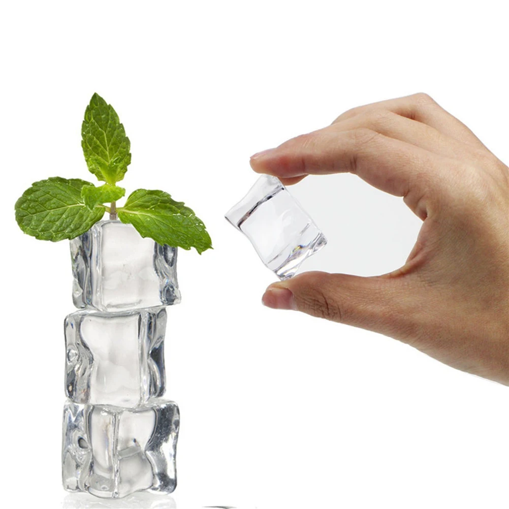 

50pcs 30Mm Cube Artificial Acrylic Ice Cubes Clear Transparent Wedding Party Decoration Home Kitchen Photography Props Fake Ice