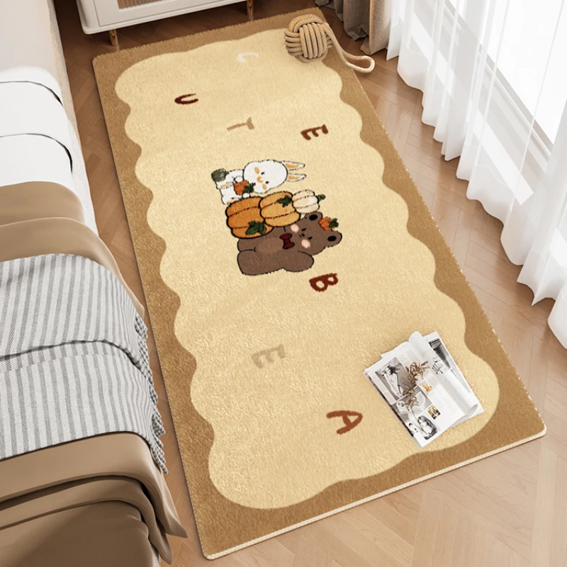 

2024 New Bedroom Bedside Fluffy Carpet Living Room Light Luxury High End Anti Slip Carpets Room Thickened Soft Cream Style Rug