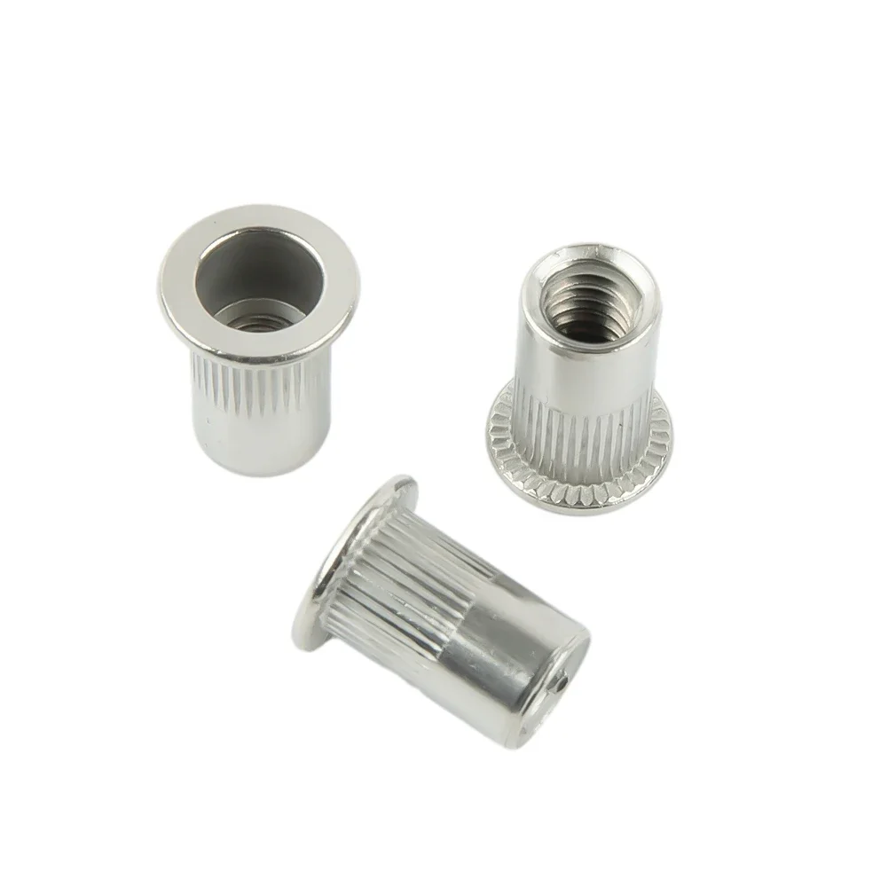 Automotive Decoration Rivet Nuts Stainless Steel 1/4\"-20 Thread Fastener Threaded Flat Head Insert Nut Rivnuts