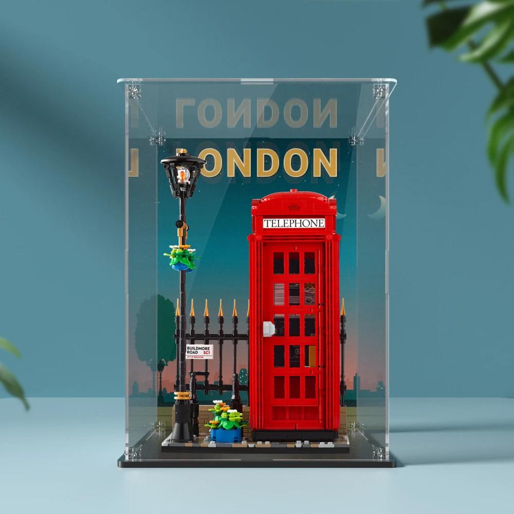 

Acrylic Display Box for Lego 21347 Red London Telephone Box Dustproof Clear Display Case (Toy Bricks Set not Included