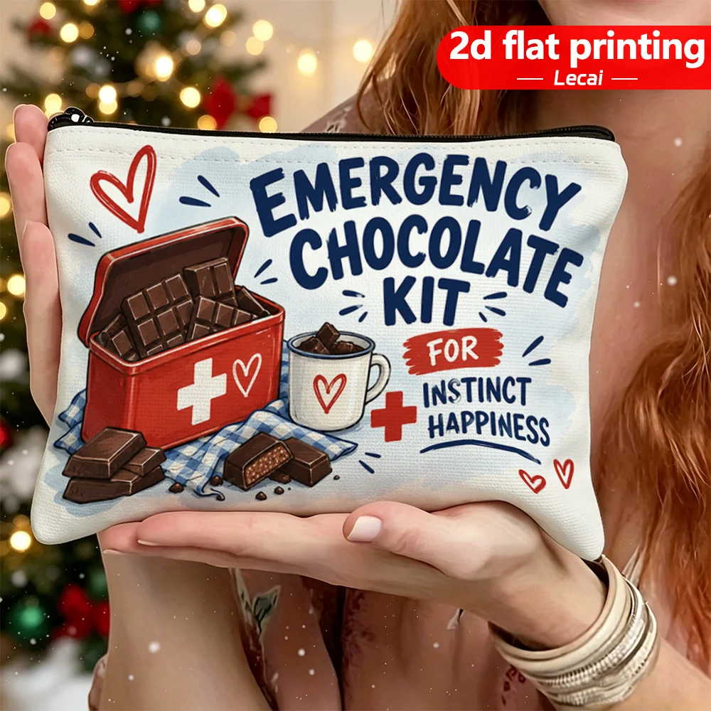 Emergency Chocolate Kit Cosmetic Bag First Aid Box Chocolate Mug Print Zipper Pouch Women Travel Storage Funny Gift