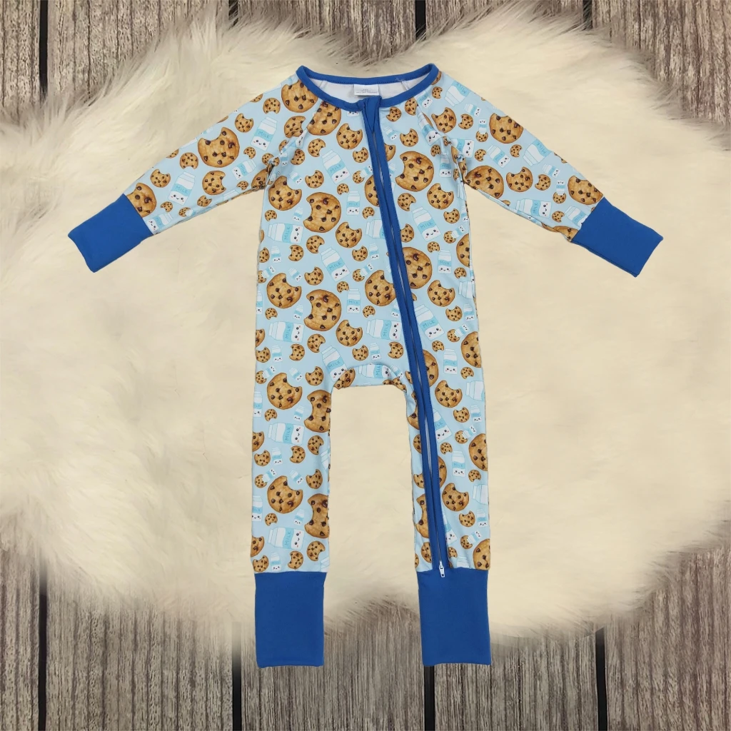 

Wholesale Children Newborn Blue Milk Romper Boy Infant Long Sleeve Baby Kids Toddler Boys Blue Zipper Thanksgiving Fall Jumpsuit