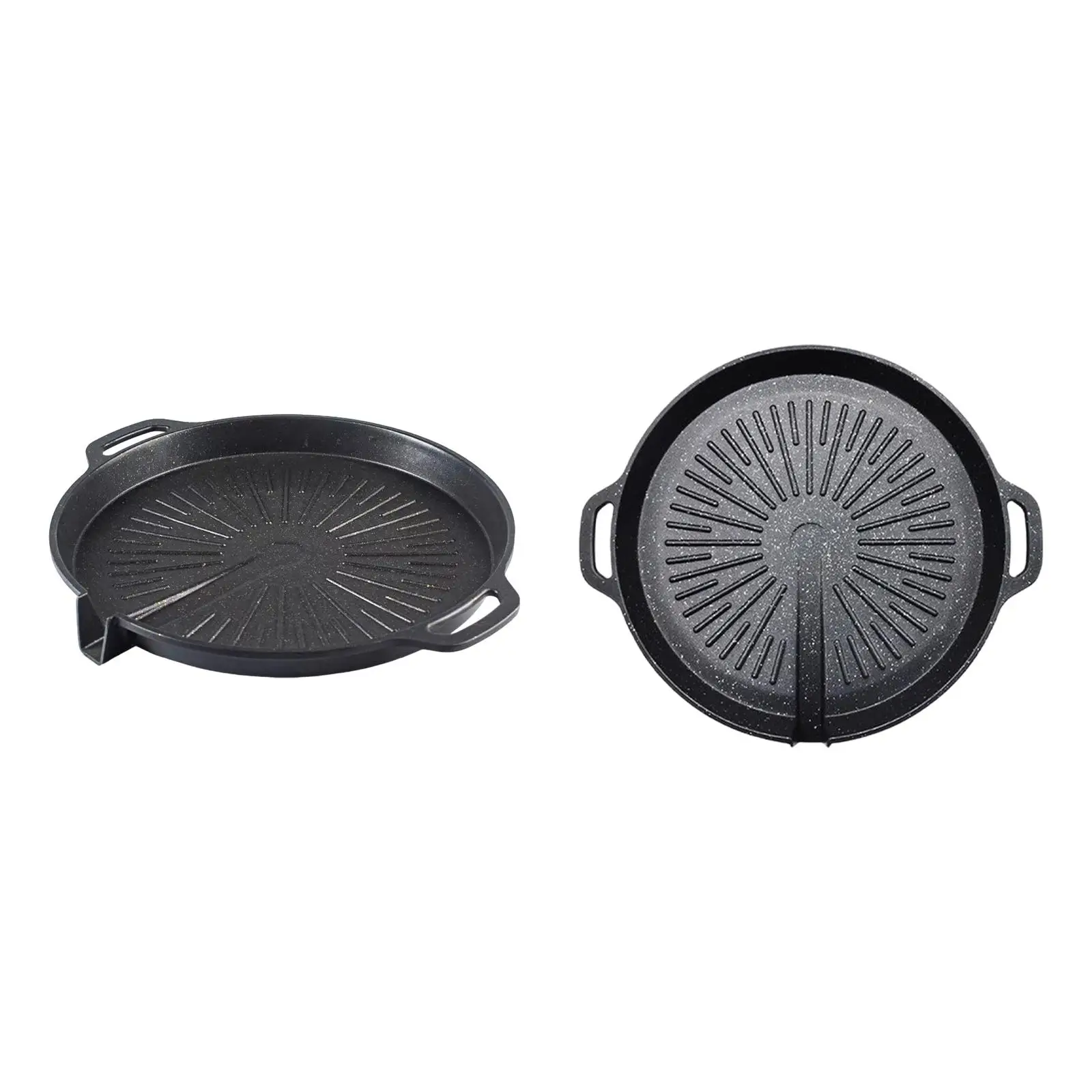 Grill Pan with Oil Pour Spout Portable Multipurpose Easy to Clean Barbecue Tray Nonstick Wok Cooking Pot for Party Burgers Home