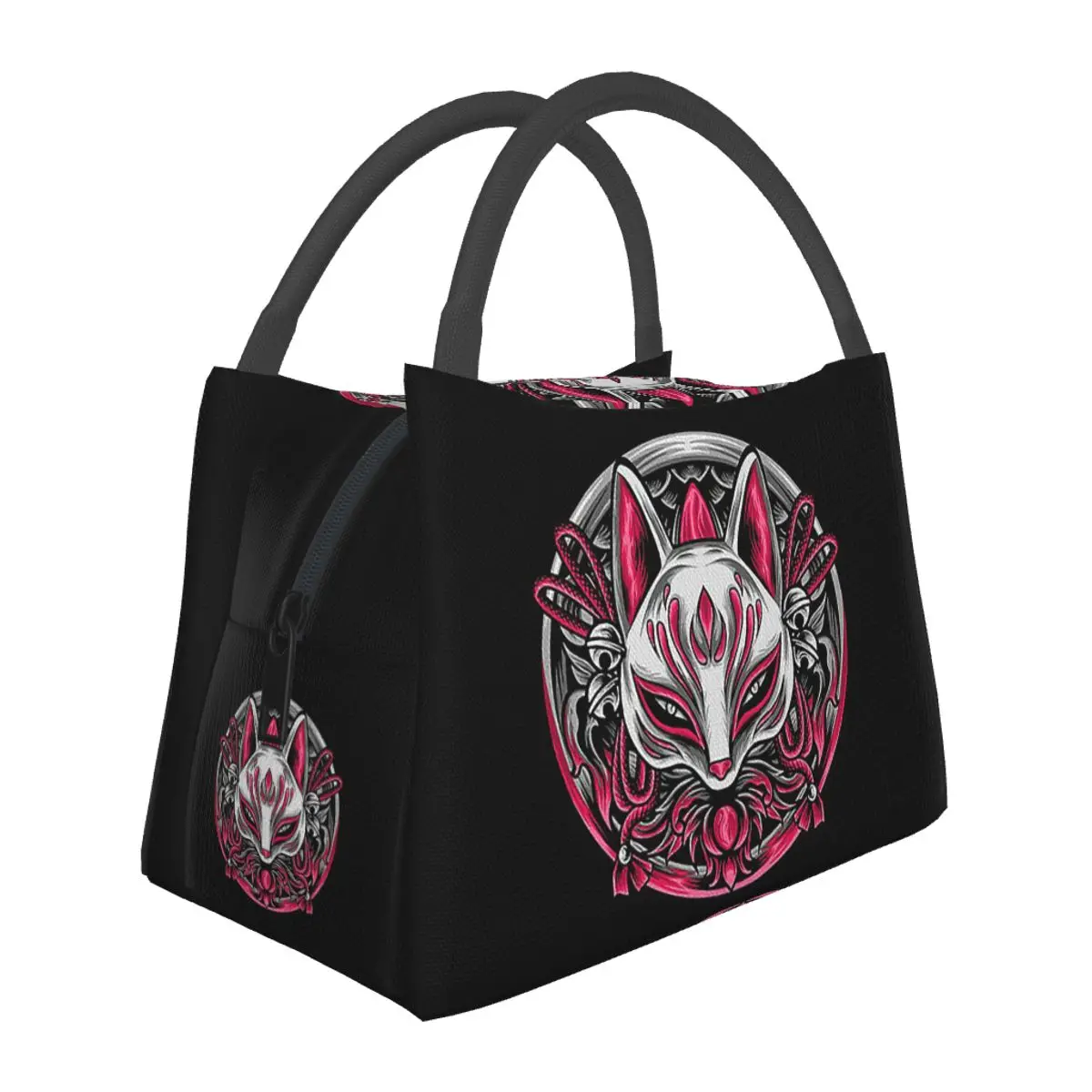 Kitsune Fox Mask Fox Lunch Bags Insulated Bento Box Waterproof Lunch Tote Picnic Bags Cooler Thermal Bag for Woman Children Work