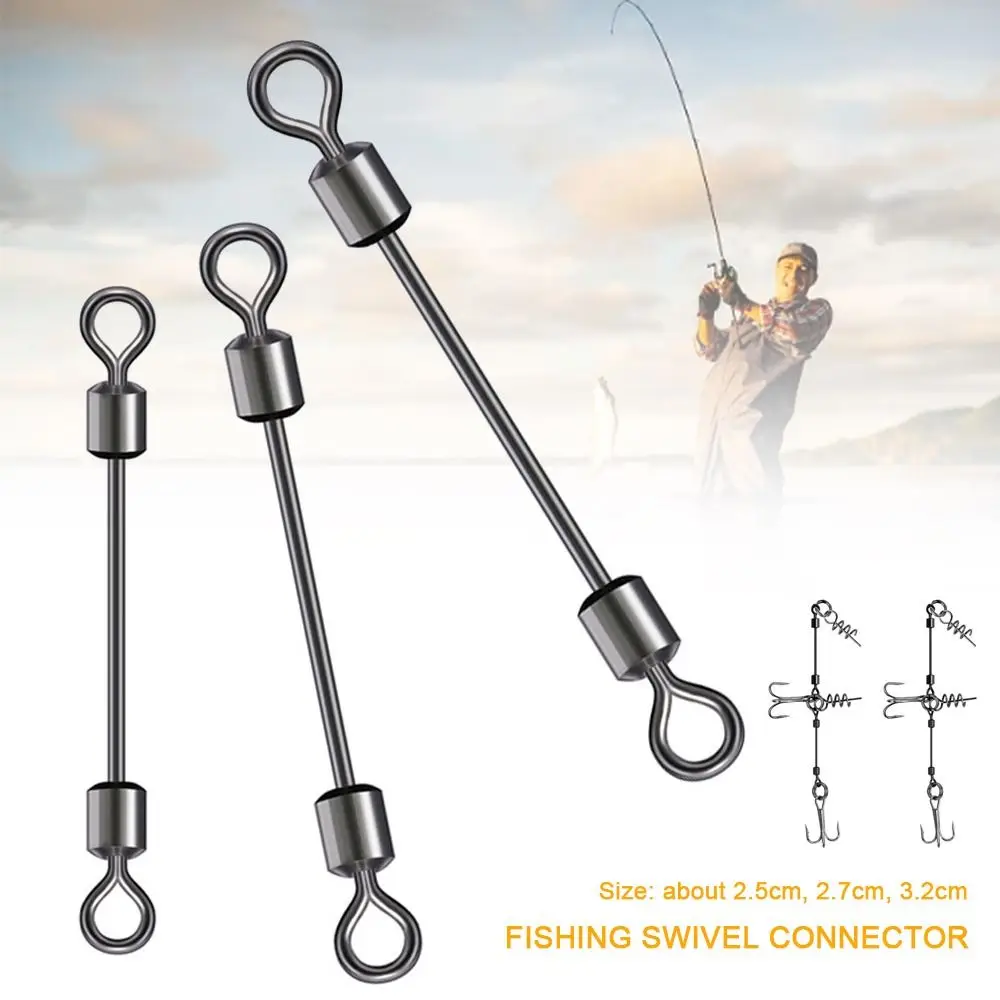 50pcs Fishing Swivel Connector New Bearing Barrel Stainless Steel High Quality Heavy Duty Ball Solid Ring 3 size Double Rolling