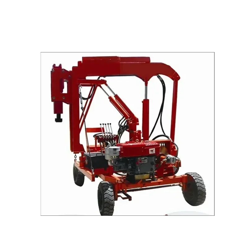 Solar Pile Driver Full Automatic Shoring Drilling Machine Soil Sample Auger Pile Driver Guardrail Pile Driver