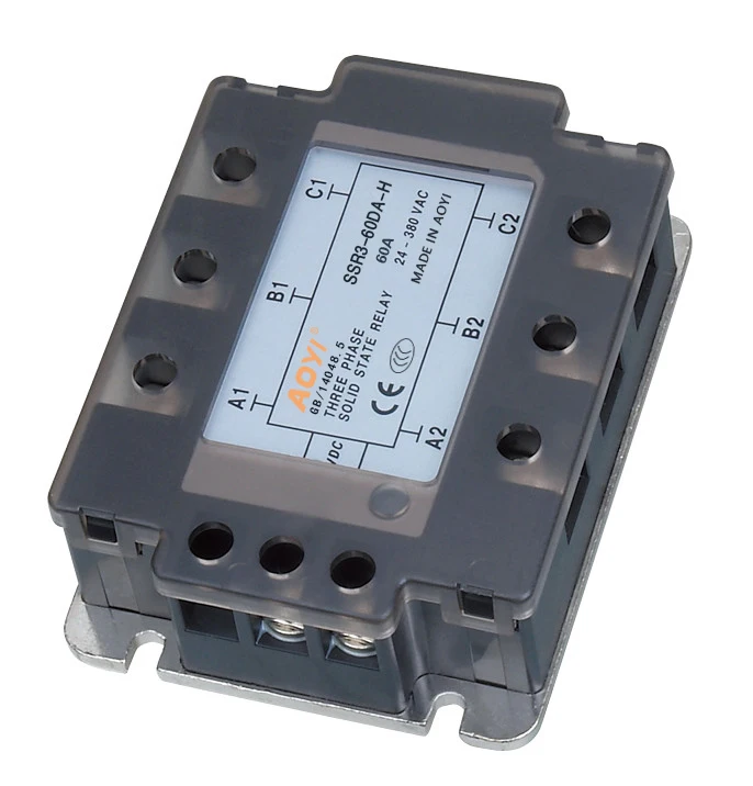 Relay Switch SSR3-25DA-H Tiga Fasa Solid State Relay AOYI Creative 3-fasa 25A 90-480VAC