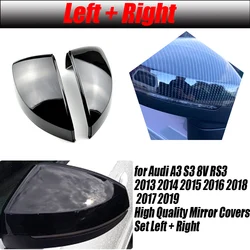 For Audi A3 S3 8V RS3 2013 2014 2015 2016 2017 2018 2019 RearView Mirror Case Cover Carbon fiber pattern or Black Cover