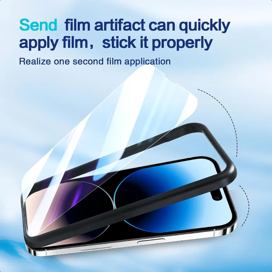 واقي شاشة زجاجي عالي الوضوح مناسب لهاتف iPhone 14 plus [6.7 ] [3 عبوات] [مع أداة التثبيت تأتي مع ثلاثة مجموعات