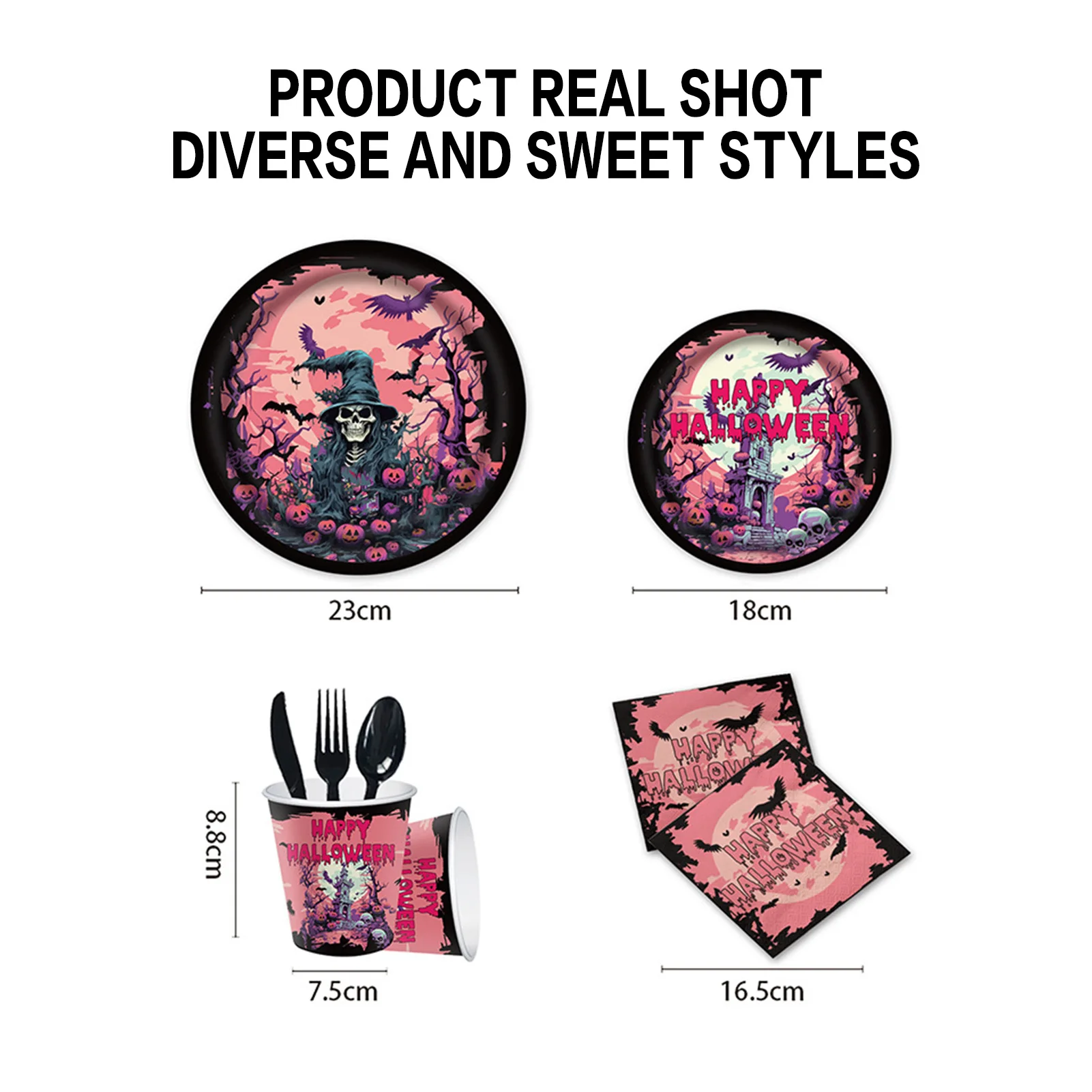 

Halloween Party Disposable Dinnerware Set Cartoon Pattern Paper Plates Cups Napkins For Halloween Decorations Party Props 2025