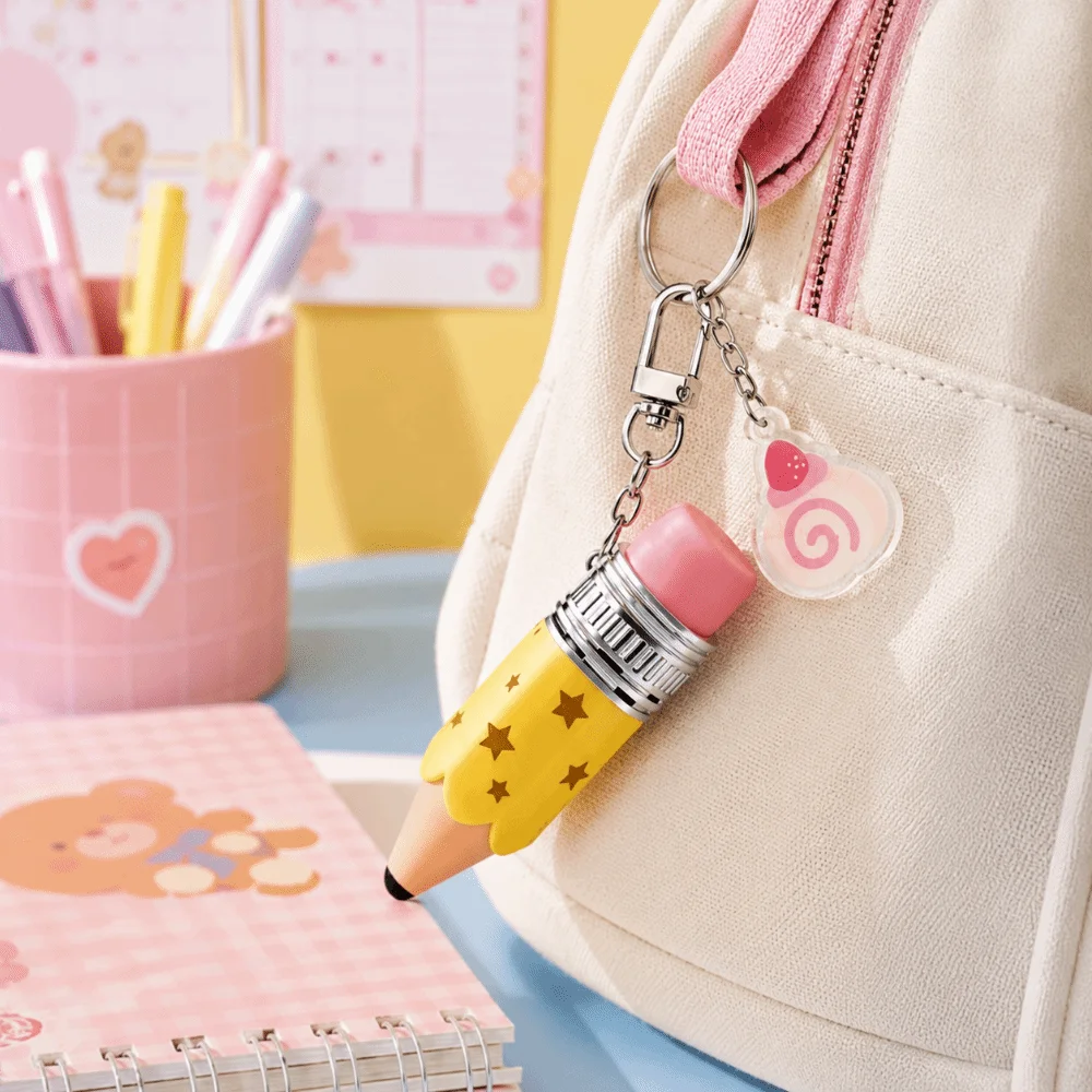 Sound Making Clicker Keychain Soft Clicking Sound Delicate Acrylic Tag Fidget Pendant Retractable Tip Smooth Solid Plastic