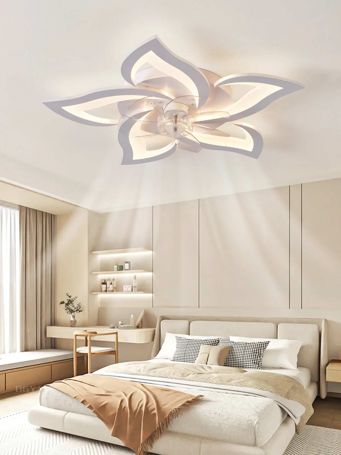

LED black ceiling silent fan with lighting remote control smart,bedroom lamp,living room,Dining Room fixture home decorations