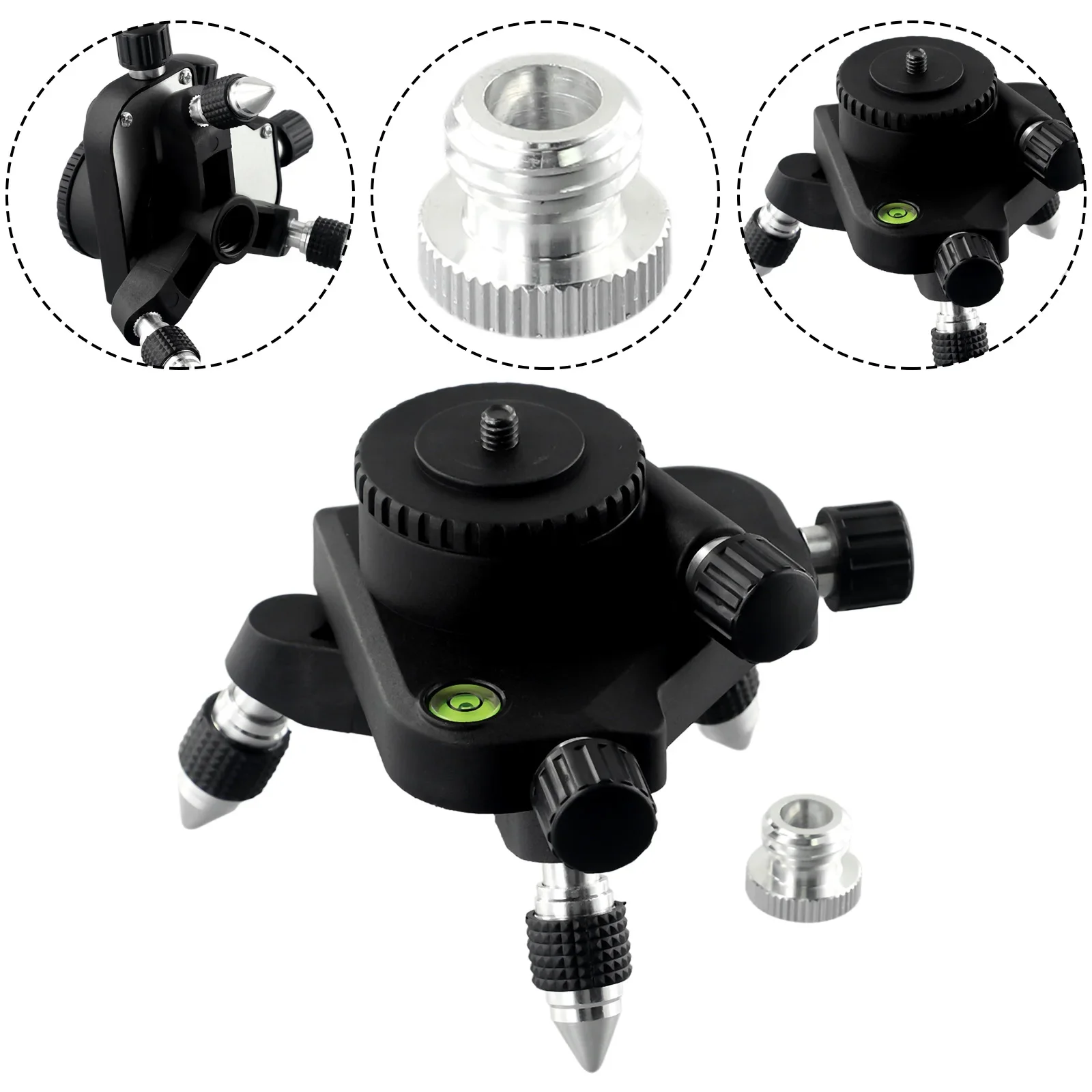 Tripod Level Meter Bracket 1 4 To 5 8 Aluminum Alloy rubber With Adapter 1 4 Interface 130*109*94mm Adjustable