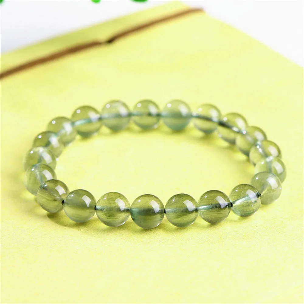 Imagem -04 - Pulseira de Quartzo Rutilado Verde Natural para Homens e Mulheres Olho de Gato Contas Redondas Claras Cristal mm mm mm 10 mm Aaaaa