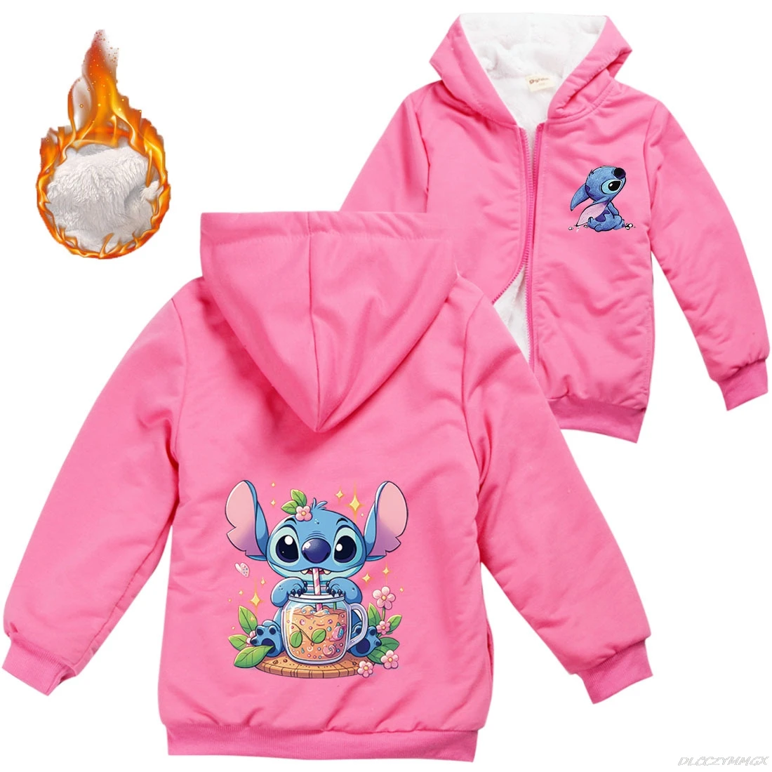 Hot Lilo And Stitch Children\'s Zipper Thick Coat For Teens Boys And Girls Autumn Winter Cotton Jacket