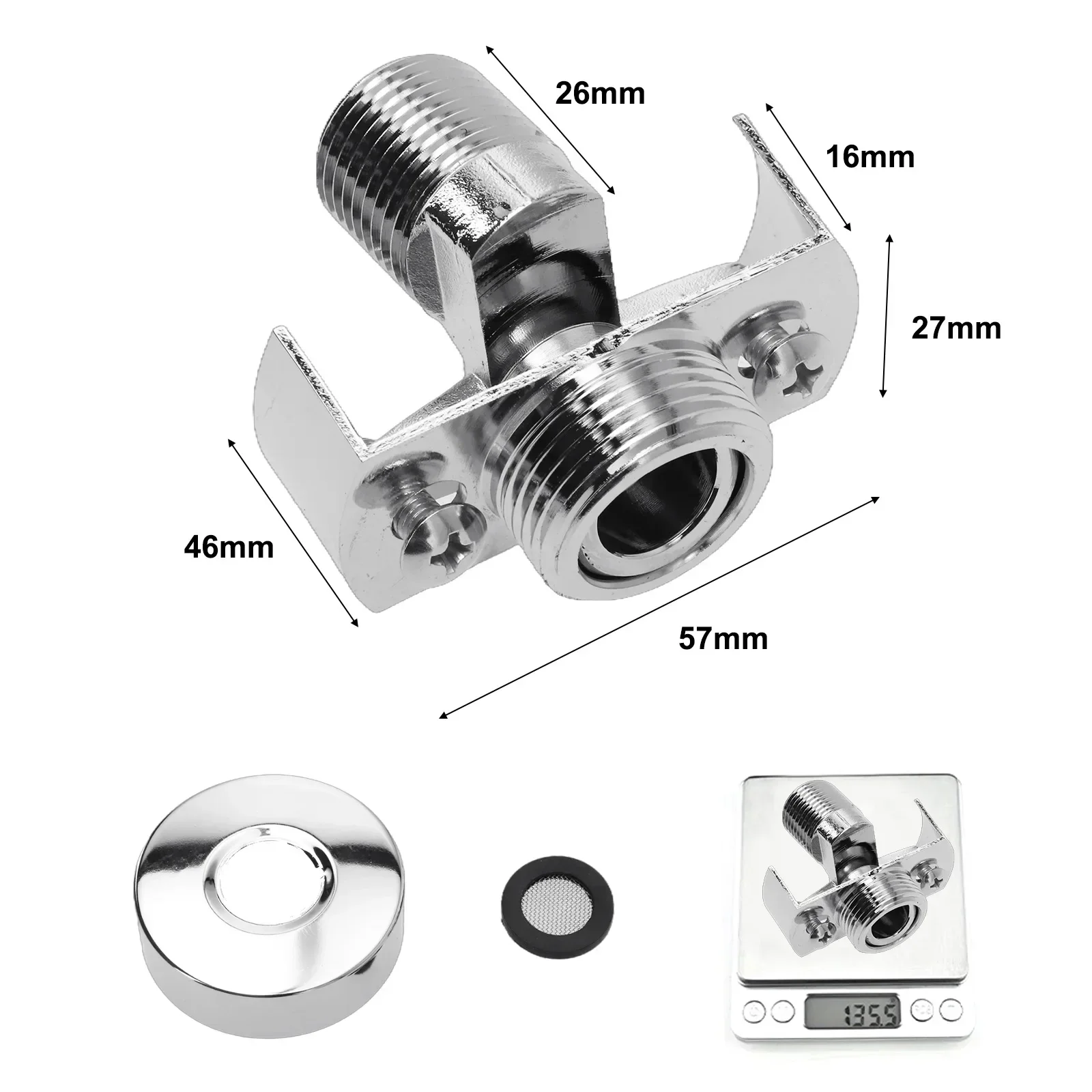 40 Degree Adjustable Universal Bent Foot Brass Shower Faucet Intake Pipe Bent Foot Eccentric Extension Screw Outer Corner Joint