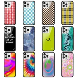 Hot Luxury Wildflower Plaid Fabric Light Phone Case For iPhone 12 13 14 15 16 Pro 17 Max Plus WF Cartoon Stop Anti Fall Cover