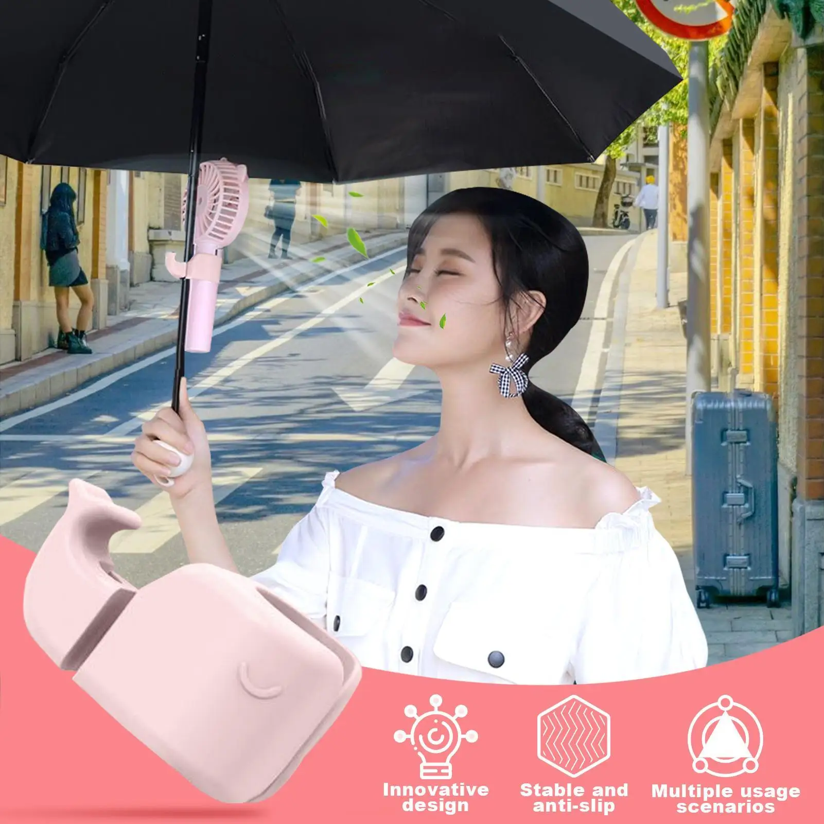 

Handheld Personal Fan Holder Handheld Personal Fan Holder For Parasol Handheld Electric Fan Clip For Traveling Beach Camping