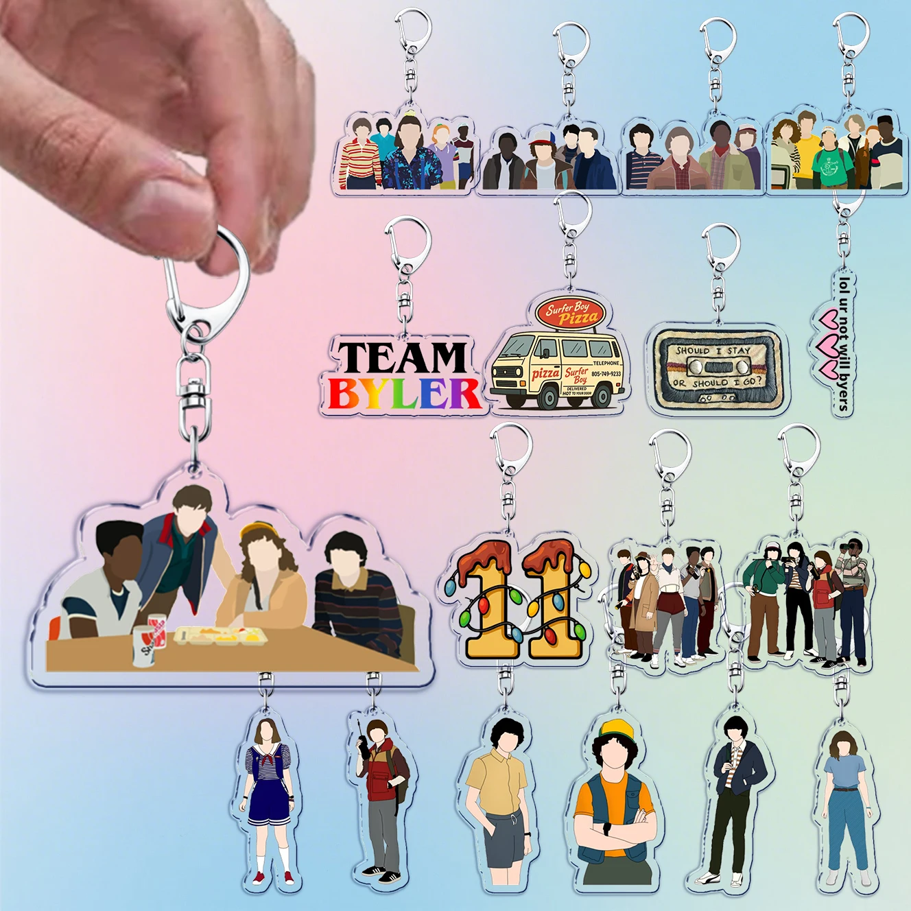 Llavero del programa de televisión Will Byers para bolsa de accesorios Eleven Joyce Byers Art Hellfire Charm Llaveros Joyería Amigos Club Regalos