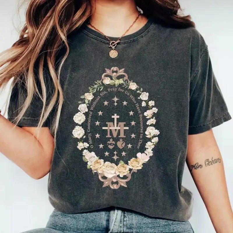 Marian Catholic T Shirt Virgin Mary Religious gifts for Women