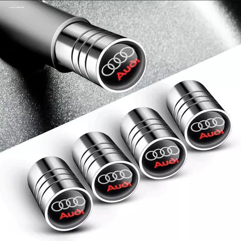 Car Sticker Wheel Tire Valve Caps Tyre Rim Stem Covers Logo Decals For Audi A3 A4 A6 A7 A8 Q3 Q5 Q7 S3 S4 S5 S6 Badge Emblems