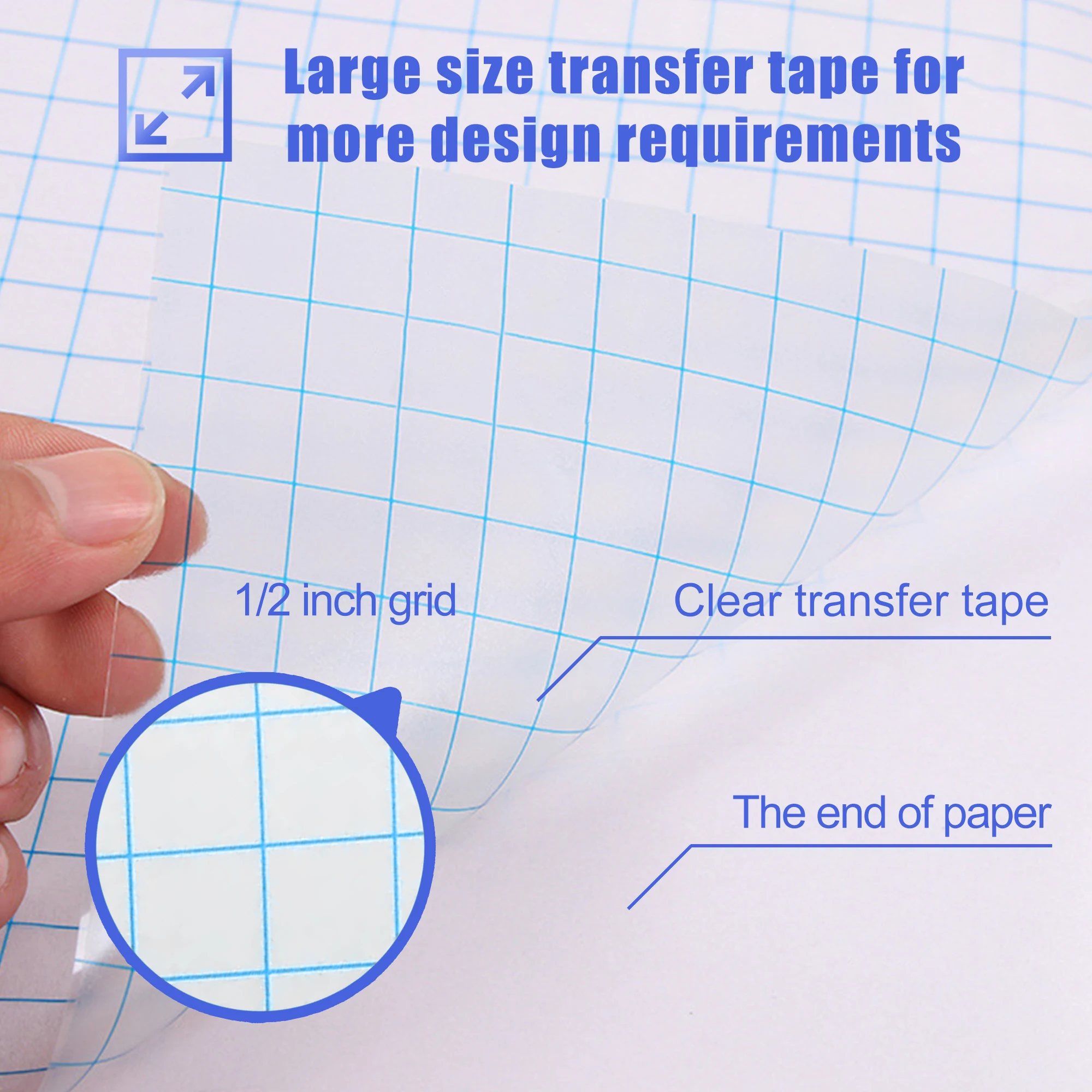 Clear Vinyl Transfer Paper Tape Roll w/Alignment Grid Application Tape for Silhouette Cameo, Adhesive Vinyl for Decals, Signs