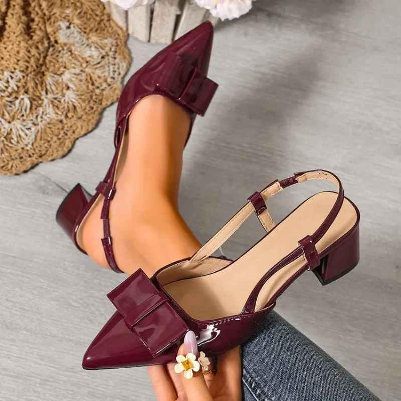 Pointed Toe Slingback heels for Women Elegant Bow Shoes luxury Banquet Dress Shoes
