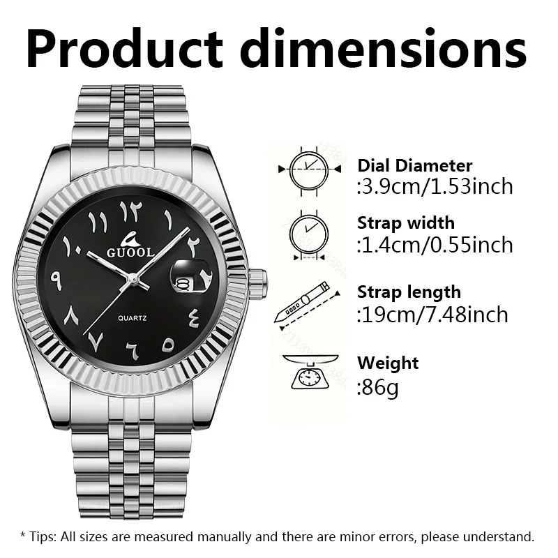 New Hot-Selling Men's Stainless Steel Five-Link Steel Band Watch with Arabic Numerals, Business Style, Round Case, Calendar Display Function, Valentine's Day Gift, Father's Day Gift, Holiday Gift, Halloween Gift view 2
