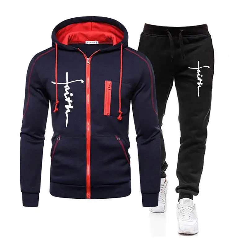 Outdoors Hoodie Daily Men\'s Clothing Jogging Casual Sports Suits Two Piece Set of Zipper Jacket and Pants 2024 New